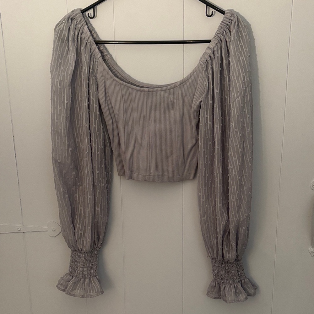 Urban Outfitters Blue Gray Textured Blouse